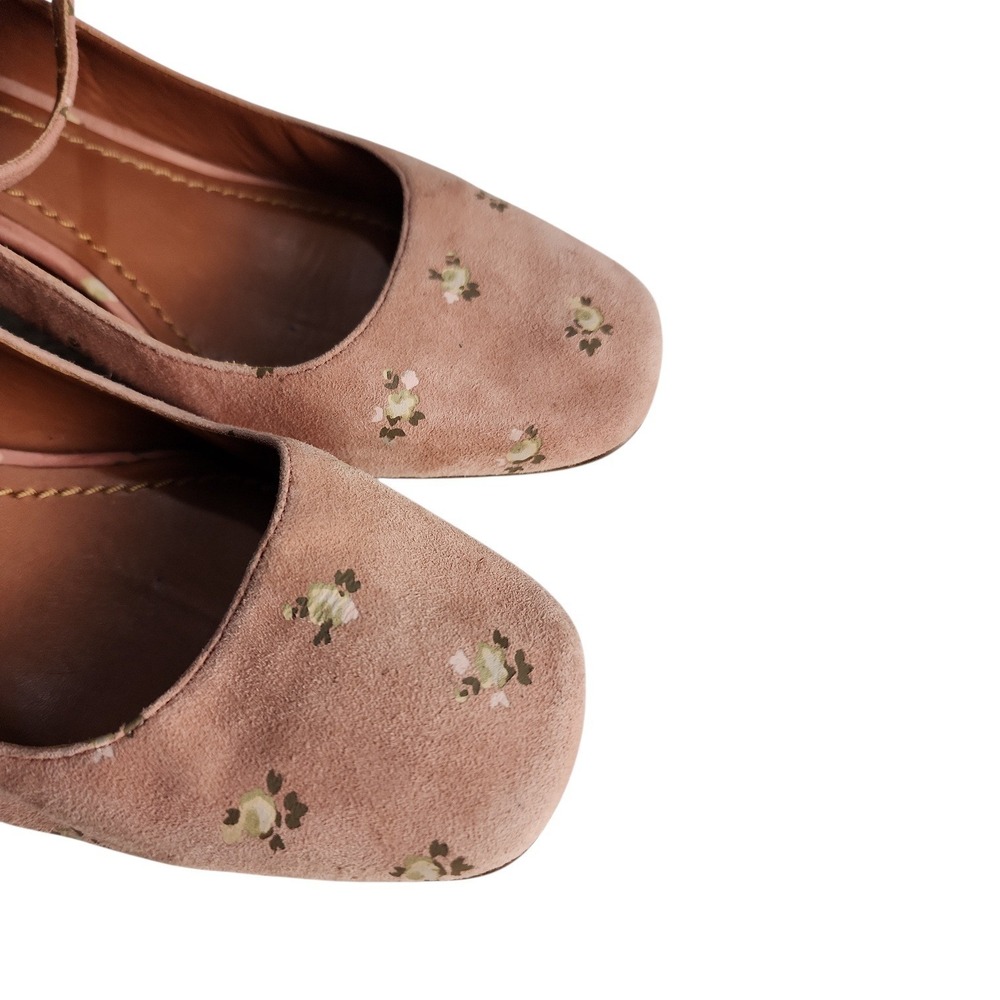 Coach Women's Pink Suede Mary Jane prairie print Ankle Strap Shoes sz 8 feminine - Picture 4 of 9